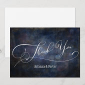 Moderne Elegante Typografie Navy Grunge Bokeh Bedankkaart (Voorkant / Achterkant)