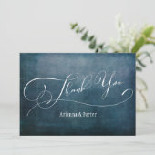 Moderne Elegante Typografie over Teal Vintage Grun Bedankkaart (Staand voorkant)