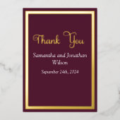 Moderne elegante typografie Paarse bedankpas Folie Uitnodiging (Voorkant)