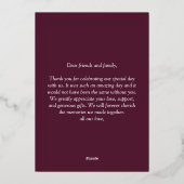 Moderne elegante typografie Paarse bedankpas Folie Uitnodiging (Achterkant)