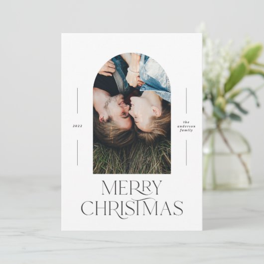 Moderne elegante typografie rood 1 foto Kerstmis (Staand voorkant)