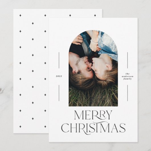 Moderne elegante typografie zwart-wit kerstmis (Voorkant / Achterkant)