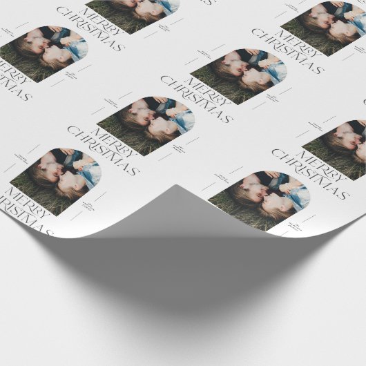 Moderne elegante typografie zwart-wit kerstmis cadeaupapier (Hoek)