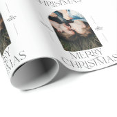 Moderne elegante typografie zwart-wit kerstmis cadeaupapier (Rol Hoek)