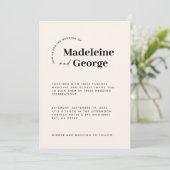 Moderne, elegante typografie zwart-wit save the date (Staand voorkant)