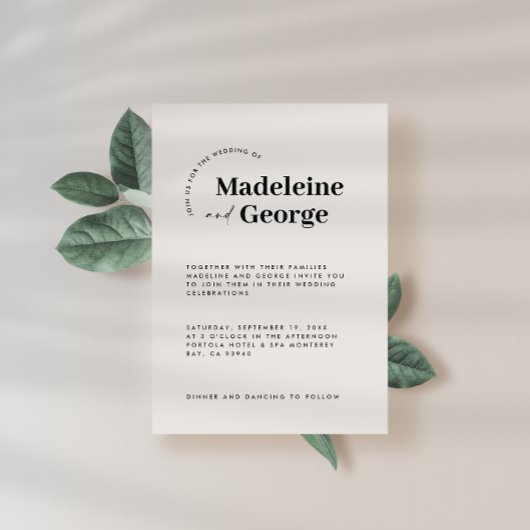 Moderne, elegante typografie zwart-wit save the date