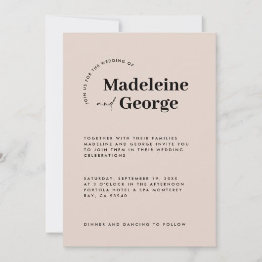 Moderne, elegante typografie zwart-wit save the date (Voorkant)