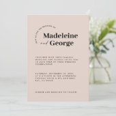 Moderne, elegante typografie zwart-wit save the date (Staand voorkant)