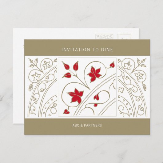 Moderne Elegante Uitnodiging om te Dineren (Voorkant / Achterkant)