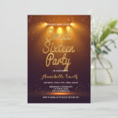 Moderne elegante uitnodiging voor sweet 16 (Staand voorkant)