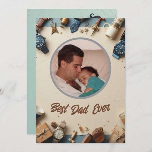 Moderne Elegante Vaderdag Kaart - Boodschap voor p (Voorkant / Achterkant)