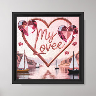 Moderne Elegante Valentijnsdag Romantische Liefdes Canvas Afdruk