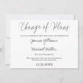 Moderne Elegante Verandering van Plannen Bruiloft Kaart (Voorkant)