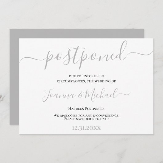 Moderne Elegante Verandering van Plannen Uitgestel Kaart (Voorkant / Achterkant)