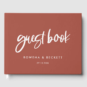 Moderne elegante verbrande baksteen bruiloft gastenboek