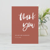 Moderne elegante verbrande baksteen trouw dankkaar kaart (Staand voorkant)