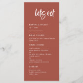 Moderne elegante verbrande steen Laten we bruiloft Menu (Voorkant)