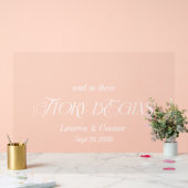 Moderne elegante verhaal begint bruiloft welkom acryl bord (Huwelijk)