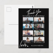 Moderne elegante verjaardag dank u fotocollage briefkaart (Voorkant / Achterkant)