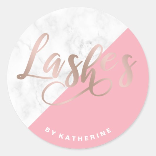 Moderne elegante verlenging van marmer- en roos go ronde sticker (Voorkant)