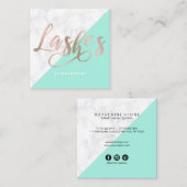 Moderne elegante verlenging van marmer- en roos go vierkante visitekaartje (Voorkant / Achterkant)