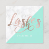 Moderne elegante verlenging van marmer- en roos go vierkante visitekaartje (Voorkant)