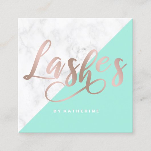 Moderne elegante verlenging van marmer- en roos go vierkante visitekaartje (Voorkant)