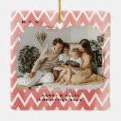 Moderne Elegante Verlovingsfotokeeper Keramisch Ornament (Achterkant)