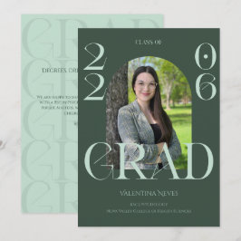 Moderne elegante vetgedrukte donkergroene graduele aankondiging