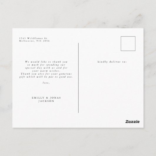 Moderne elegante vier foto bruiloft Dank u Briefkaart (Achterkant)