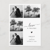 Moderne elegante vier foto bruiloft Dank u Briefkaart (Voorkant)