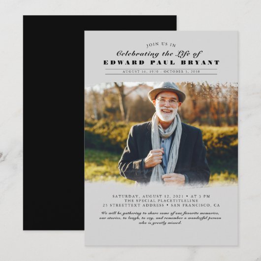 Moderne Elegante Viering van het Leven Begrafenisf Kaart (Voorkant / Achterkant)