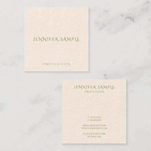 Moderne Elegante Vierkante Eenvoudige Sjabloon Gou Vierkante Visitekaartje (Voorkant / Achterkant)