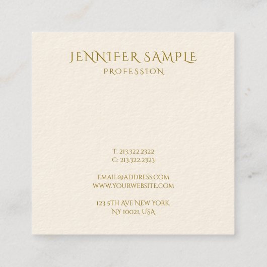 Moderne Elegante Vierkante Eenvoudige Sjabloon Gou Vierkante Visitekaartje (Achterkant)