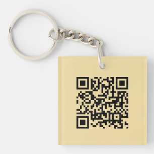 Moderne elegante vierkante enkelzijdige gouden QR- Sleutelhanger