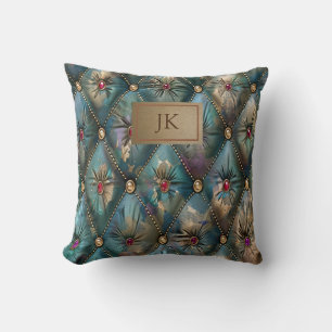 Moderne Elegante Vintage Leren Kleurrijke Diamante Kussen