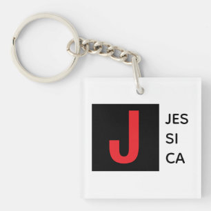 Moderne Elegante Vlakke Professionele Monogram Sleutelhanger