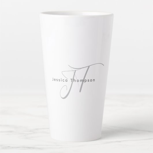 Moderne Elegante Vlakke Professionele Naam Monogra Latte Mok (Voorkant)