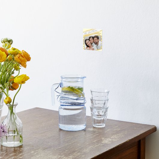 Moderne Elegante Voeg foto toe Familieportret met  Folie Afdrukken (Laag (Keuken))