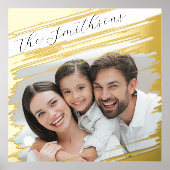 Moderne Elegante Voeg foto toe Familieportret met  Folie Afdrukken (Voorkant)