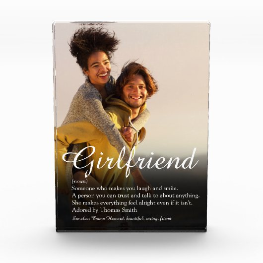 Moderne Elegante Vriendin Definitiescript Fotoblokken (Voorkant)