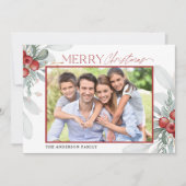 Moderne elegante vrolijke kerst groen foto feestdagenkaart (Voorkant)