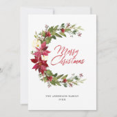 Moderne Elegante Vrolijke Kerstbloem Feestdagenkaart (Voorkant)