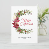 Moderne Elegante Vrolijke Kerstbloem Feestdagenkaart (Staand voorkant)