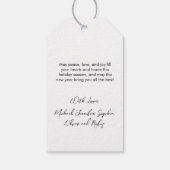 Moderne elegante vrolijke kerstboom en rendier cadeaulabel (Achterkant)