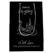 Moderne elegante vrolijke kerstboom en rendier medium cadeauzakje (Achterkant)