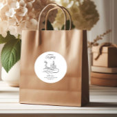 Moderne elegante vrolijke kerstboom en rendier ronde sticker