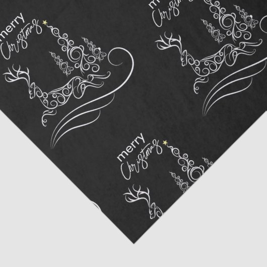 Moderne elegante vrolijke kerstboom en rendier tissuepapier (Detail)