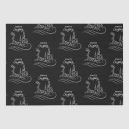 Moderne elegante vrolijke kerstboom en rendier tissuepapier