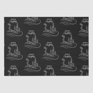 Moderne elegante vrolijke kerstboom en rendier tissuepapier